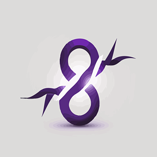 icon, logo, simplistic, infinity symbol, small electric flame, white background, single color, purple, vector, no shadows