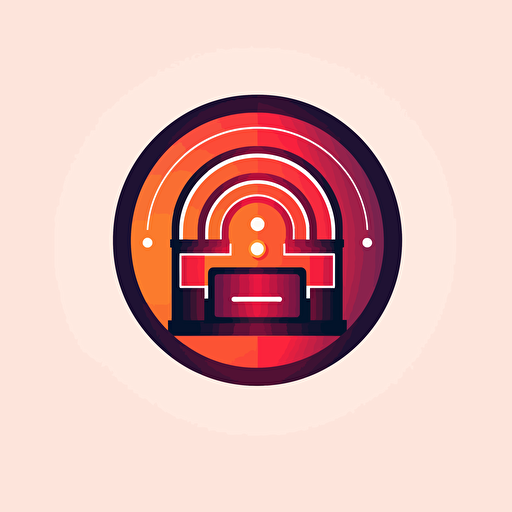 flat vector logo of circle with slot machine inside, red orange gradient, simple minimal,