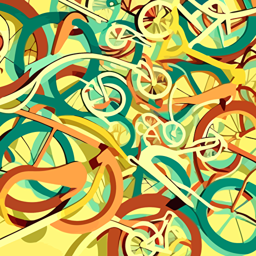 detailed vector illustration of pattern made of many bicycles flowing abstract