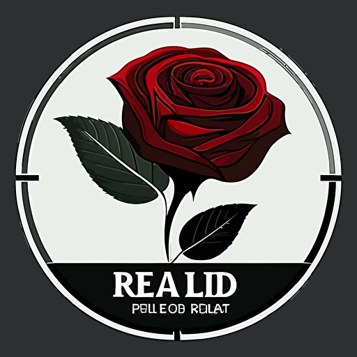 logo for an application that analyzes ERP system settings and controls, 2d, limited color pallette, red rose black white, vectorized, transparent background, PNG, scalable, flat
