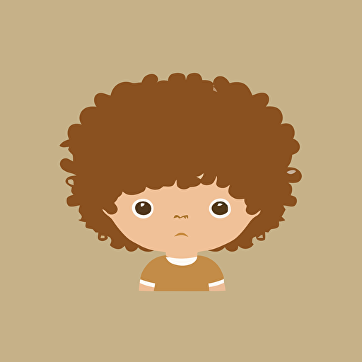 2D minimalist vector illustration, cute baby with curly brown hair