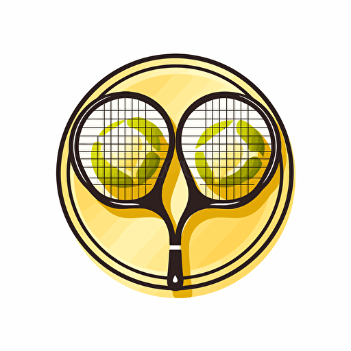 tennis ball logo with two tennis rackets in the background. white background. vector