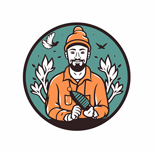 a emblem design for a trades business, cheeky tradie, clean, mindful mental health, vector