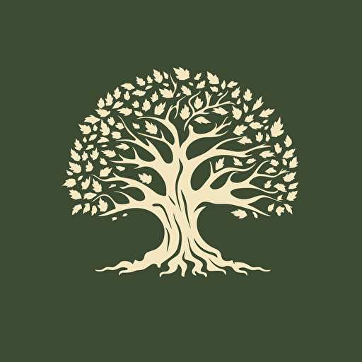 oak tree vector design to be used in a logo. Simplistic only two colours