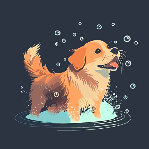 dog being washed vector style, unique take