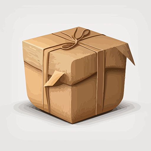 a package wrapped in craft paper on white background in vector art style