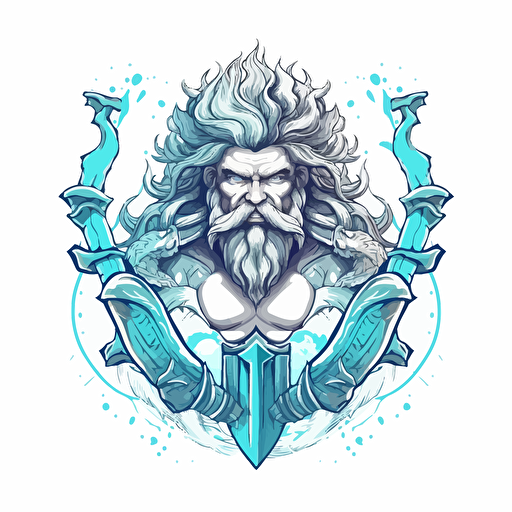 Neptune trident, 2d, vector art, white background