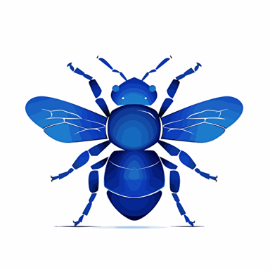 a bee, vectorial, icon, white background, klein blue