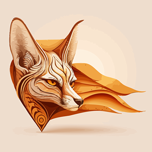 desert fox head, vector art, logo, ears as wings