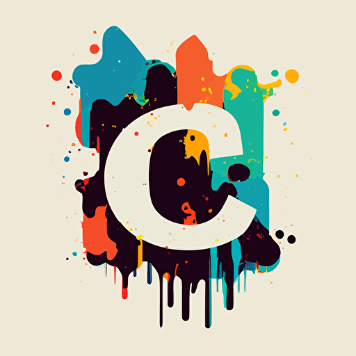 A minimalistic vector logo made of blobs featuring the silhouette of the letter “C”, blocky, liquid, modern, artistic, 3 colours