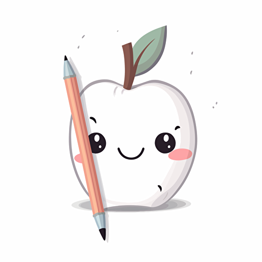 Apple Pencil with a leather tip, kawaii, contour, vector, white