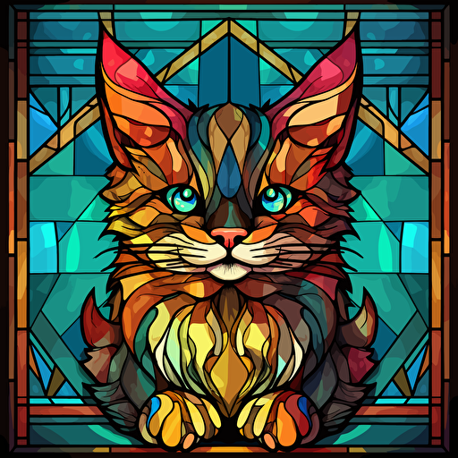 stained glass kitten, hyper detailed, epic composition, vector design on the edges of the image