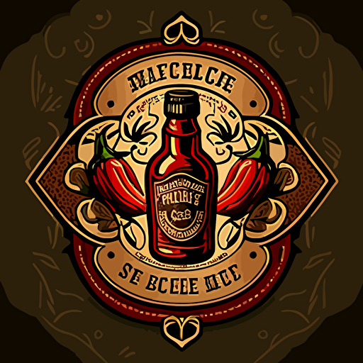 an emblem of a hot sauce company, simple vector..no shading detail