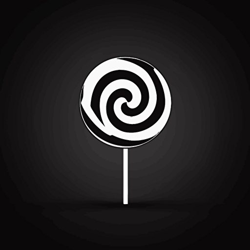 simple, sharp, modern, pop, iconic logo of candy, lollypop shape, white vector, on black background