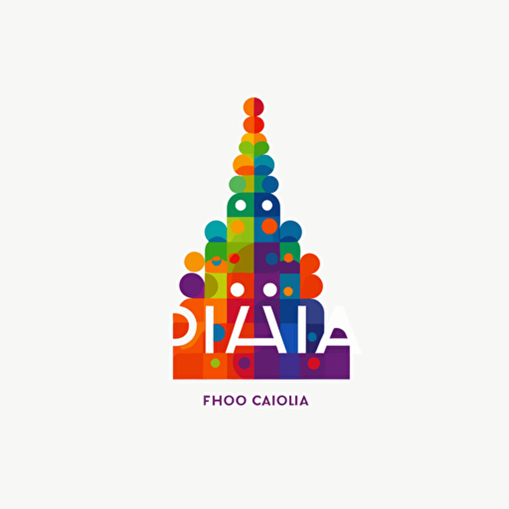 simple mosaic dot shaped sagrada familia vector logo colorful, simple , Hola Title