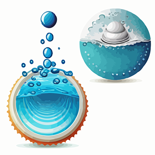 a vector illustration a drop of water in the ocean versus a bucket of water on a bottle cap