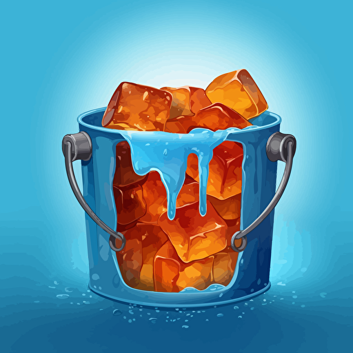 a frozen human liver in a bucket of ice, vector art