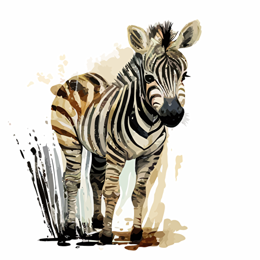 baby water color zebra vector,comic style, white background