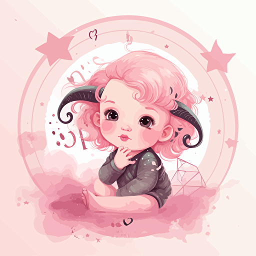 illustration for child, vector, pink, aries astrology baby 6144x6144