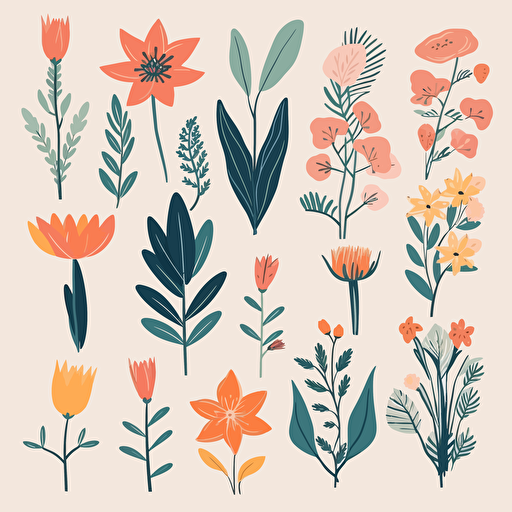 vector designs of flowers, minimalist style