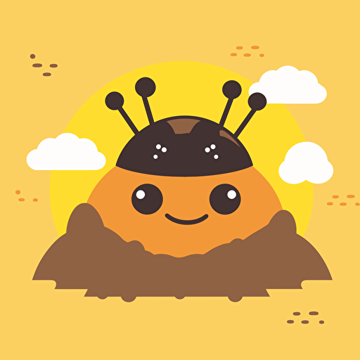 cute ant hill kawaii style, vector clipart