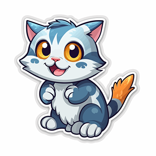 cute cat eating fish, in Cartoon Style, vector , borders for a Sticker