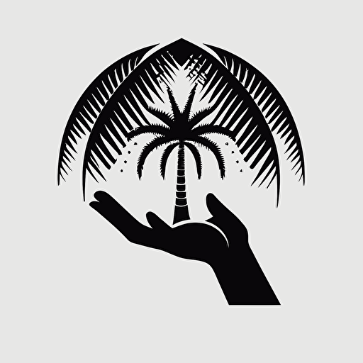 the palm logo, minimalistic, icon, vector, hands