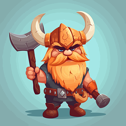 character viking mobile game lucky buddies with axe, vector style