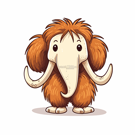 cute woolly mammoth kawaii style, vector clipart