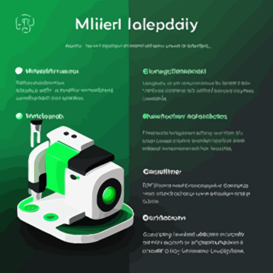 For the image of MidleJourney, a bot that provides assistance with a wide range of tasks on OpenAI, I envision a sleek, modern design with a friendly and functional feel. The color palette should consist of varying shades of green and white, with a gradient background from dark green at the top to light green at the bottom. MidleJourney itself should be depicted as a compact bot with a circular "head" and bright, expressive eyes on a white background. Simple yet elegant, the overall style should be clean and linear, with minimalistic details. The image should be in PNG format with a resolution of 1000x1000 pixels, and created in vector format for high-quality output and easy scalability.