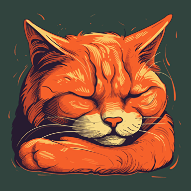 vector art style, tired cat, in the style of Michael Parks