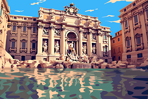 vector art, trevi fountain