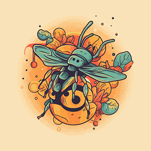 Honey dripping from bee::Macro::1 vector art::1 logo design::1 simple::1 colorful::1 no background::1