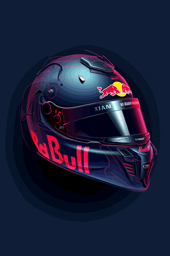 red bull formula one helmet, minimalistic vector,