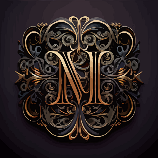 business card logo, letter M, gothic, dark ornamental style, vector, ultra definition