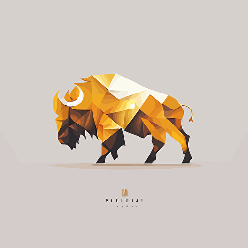 bison logo only using shapes modern simple 2d vector, golden ratio.