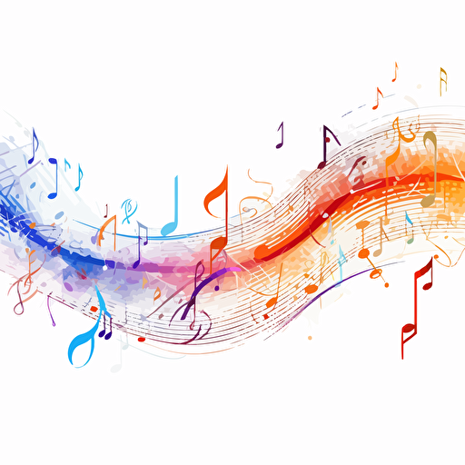 single-line continuous music notes and symbols sketched scene in vector format. HD has beautiful vibrant colors and white background.