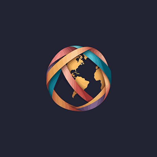 a logo of earth made of ribbons, simple, minimalistic, vector, trendy