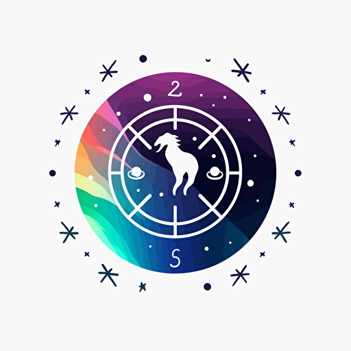 minimal vector logo for astrology spiritual developemnt, psychodelic, vivid colours, whie background