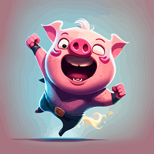 happy pig draw vector, pixar, very fun and happy, very good for kids