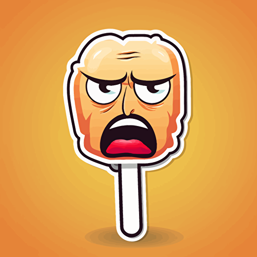 funny gum stick angry face, vector, sticker,