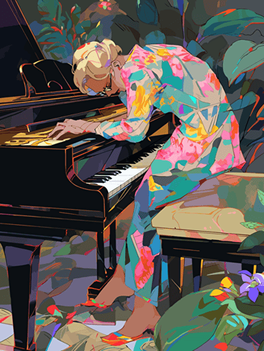 Oil painting, language culture, mechanical design, jazz, fabric, hand-painted piano,vector ,2d illustrator,