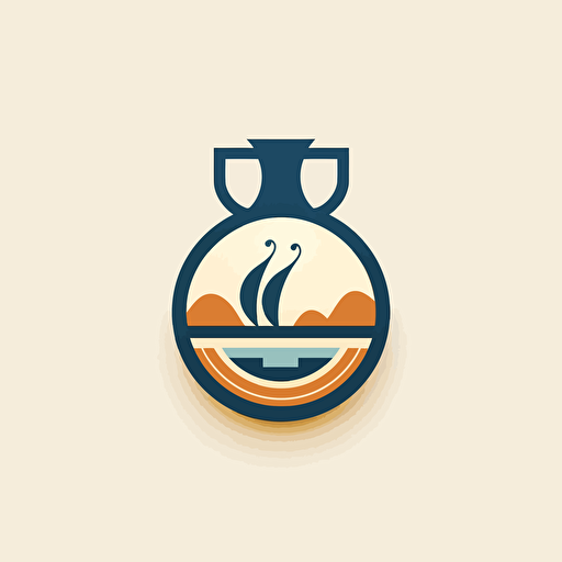 logo minimal, simple logo, tourism, cultural, vector, mosaic style, Greek amphora, tourism company, no detail,