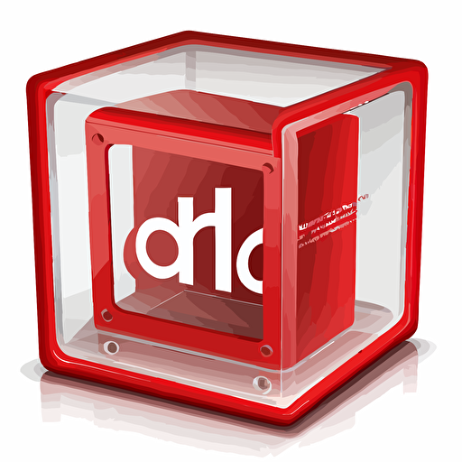 a pictorial mark logo of a red transparent acrylic box, simple, vector