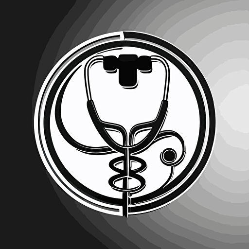 Dr stethoscope icon, logo, vector style, black and white