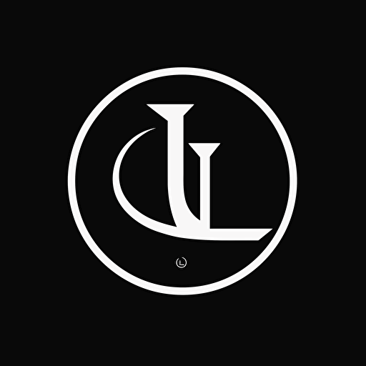 logo of T interceting the letter L, simplestic, vector, black and white, modern