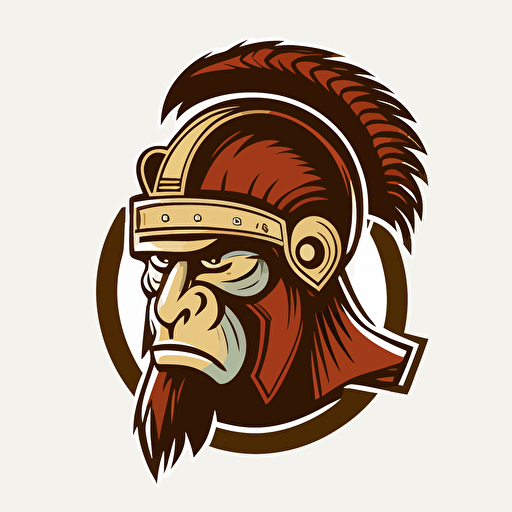 simple vector logo of a monkey with a trojan helmet