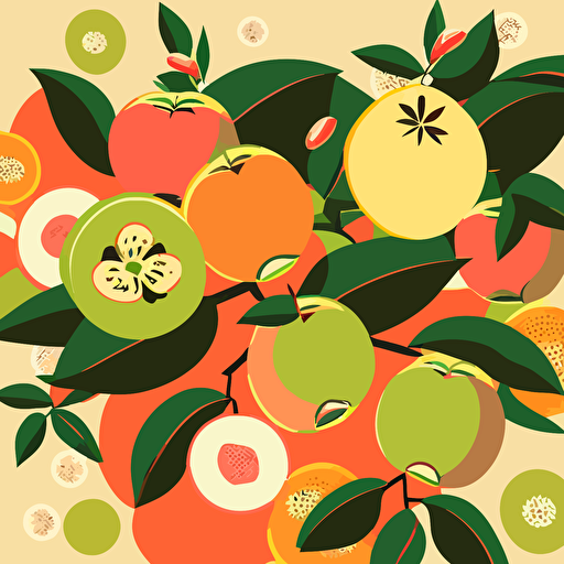 flat vector art, repeating tile of taiwanese fruits