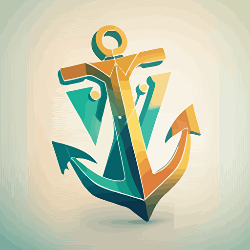 flat logo anchor with letter V, vector