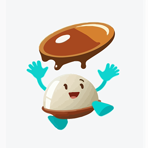 logo,mascot, simplistic, jiggling jello, catching an oblong brown ball, vector, white background